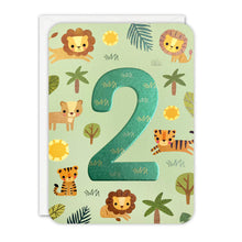 Load image into Gallery viewer, Sprouts Age 2 Lions & Tigers Birthday Card