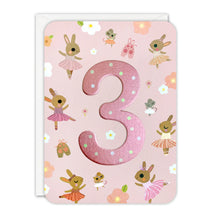 Load image into Gallery viewer, Sprouts Age 3 Ballet Bunnies Birthday Card