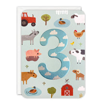 Load image into Gallery viewer, Sprouts Age 3 Farm Birthday Card