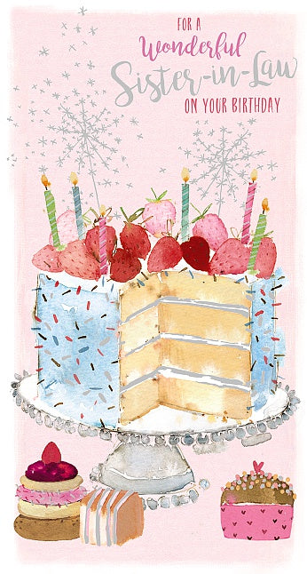 Wishing Well Sister In Law Cake Birthday Card