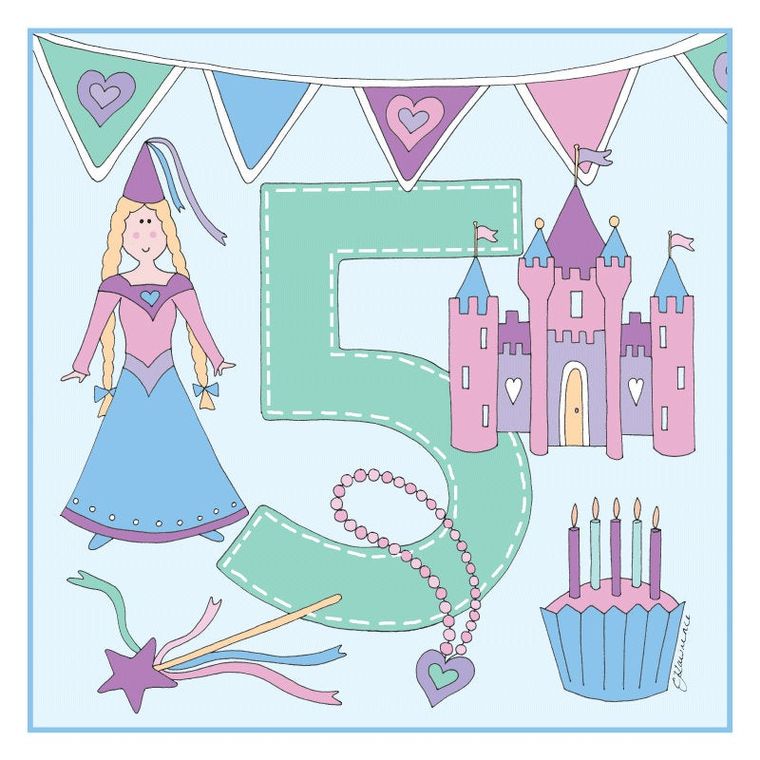 Age Range 5 Pink Birthday Card