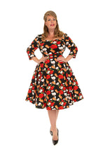 Load image into Gallery viewer, Aurelie Black Floral Swing Dress