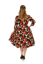 Load image into Gallery viewer, Aurelie Black Floral Swing Dress
