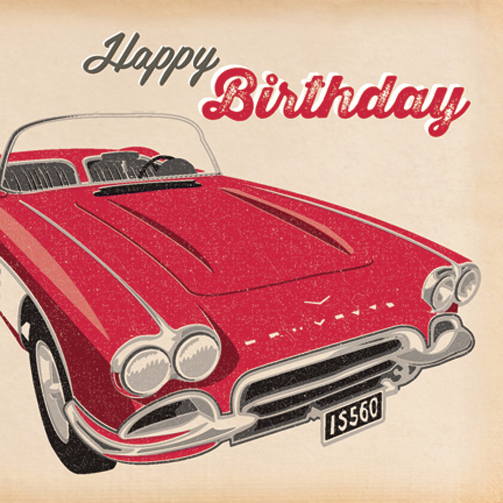 Autojumble Happy Birthday Red Corvette Card