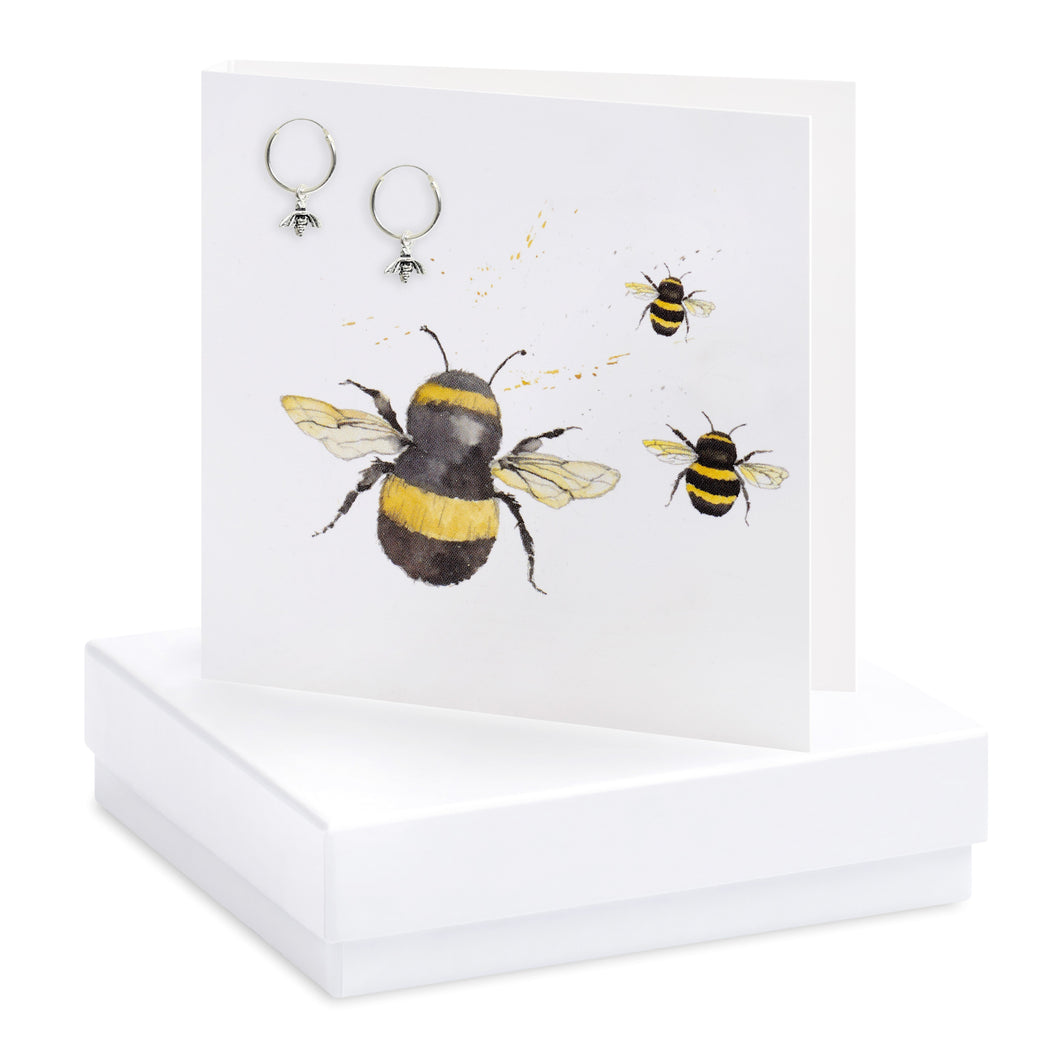 C&C Earrings & Card Box Bee Hoops
