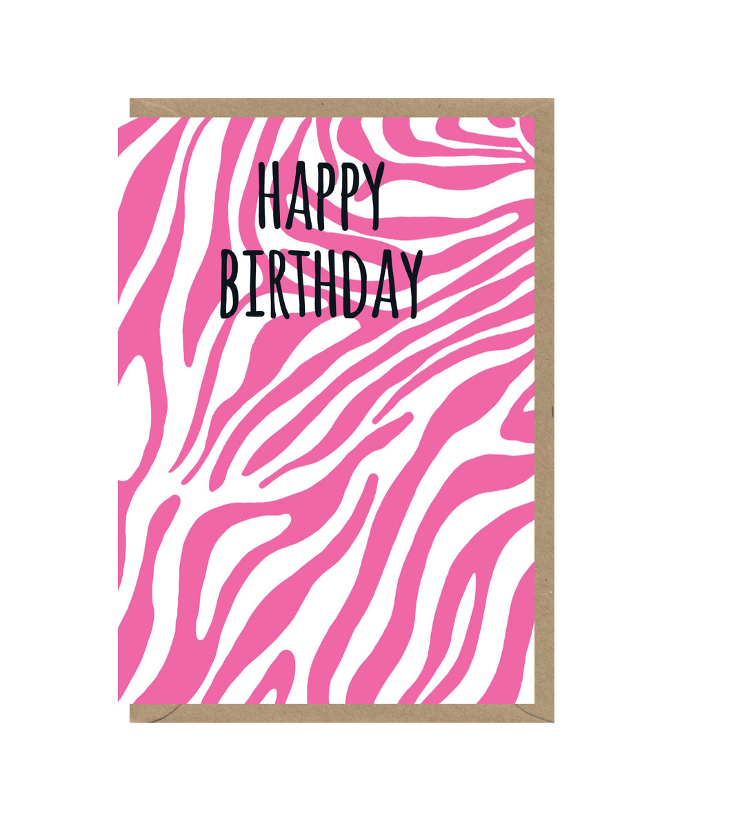 Bex Parkin Happy Birthday Zebra Print Card