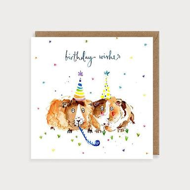 Watercolour Birthday Wishes Guinea Pigs Card