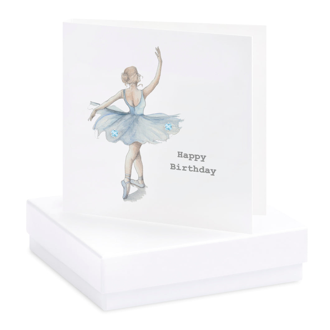C&C Earrings & Card Box Happy Birthday Blue Ballerina