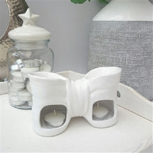 Load image into Gallery viewer, Ceramic Bow Wax Melt Warmer White
