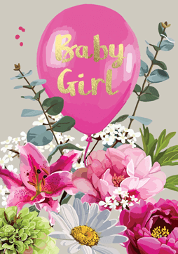 Bright Floral Baby Girl Card