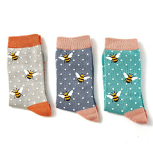 Load image into Gallery viewer, Bamboo Socks Trio Box Bumble Bees