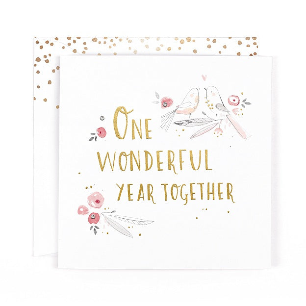 Champagne One Wonderful Year Together Anniversary Card