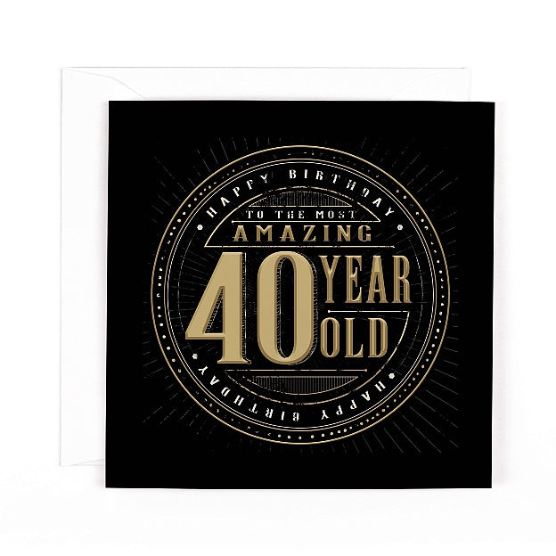 Charcoal 40th Birthday Card