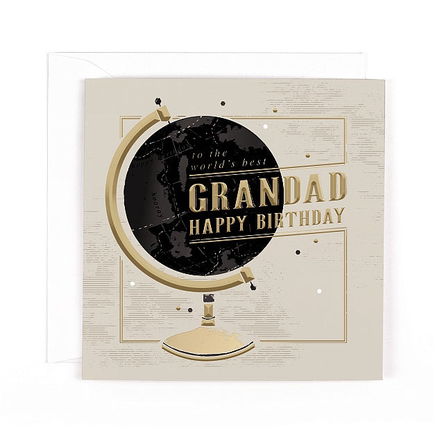 Charcoal Grandad Globe Birthday Card