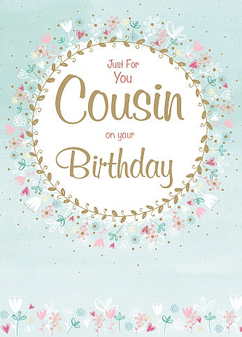 Wishing Well Cousin Flowers Birthday Card