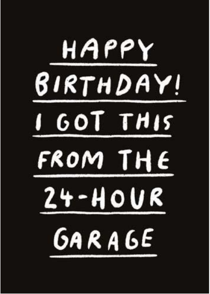 Cuckoo 24 Hour Garage Birthday Card