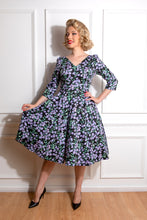 Load image into Gallery viewer, Daria Black Floral Swing Dress