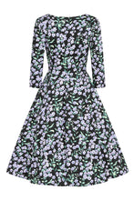 Load image into Gallery viewer, Daria Black Floral Swing Dress