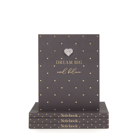 Hearts Designs A6 Notebook Dream Big & Believe