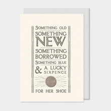 Load image into Gallery viewer, East Of India Lucky Wedding Sixpence Card
