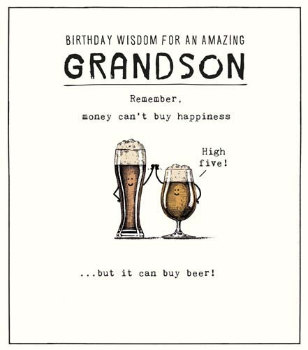 Etched Amazing Grandson Buy Beer Birthday Card