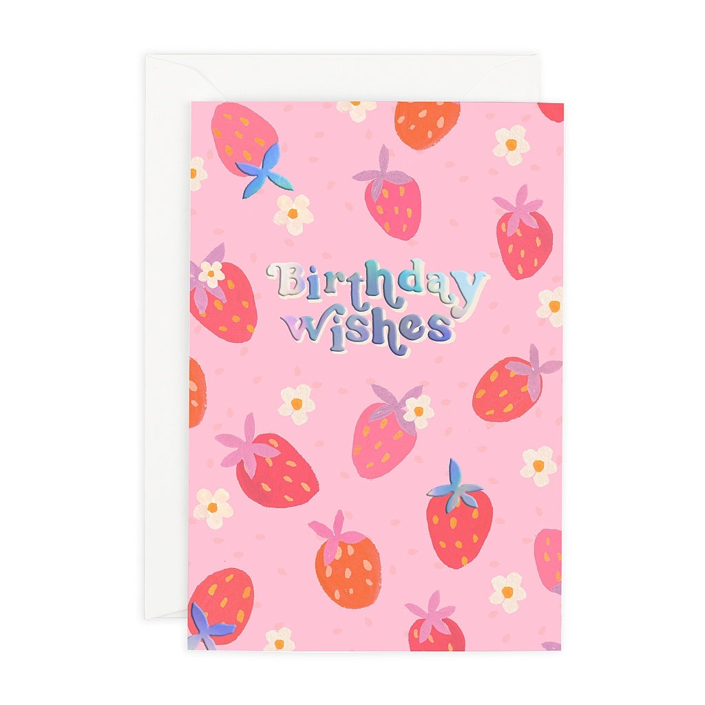 Funky Town Birthday Wishes Strawberries Card