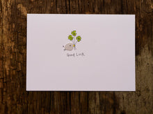 Load image into Gallery viewer, Sea Glass Good Luck Shamrocks Card
