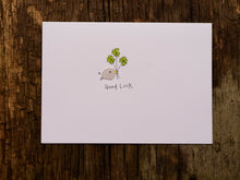 Load image into Gallery viewer, Sea Glass Good Luck Shamrocks Card