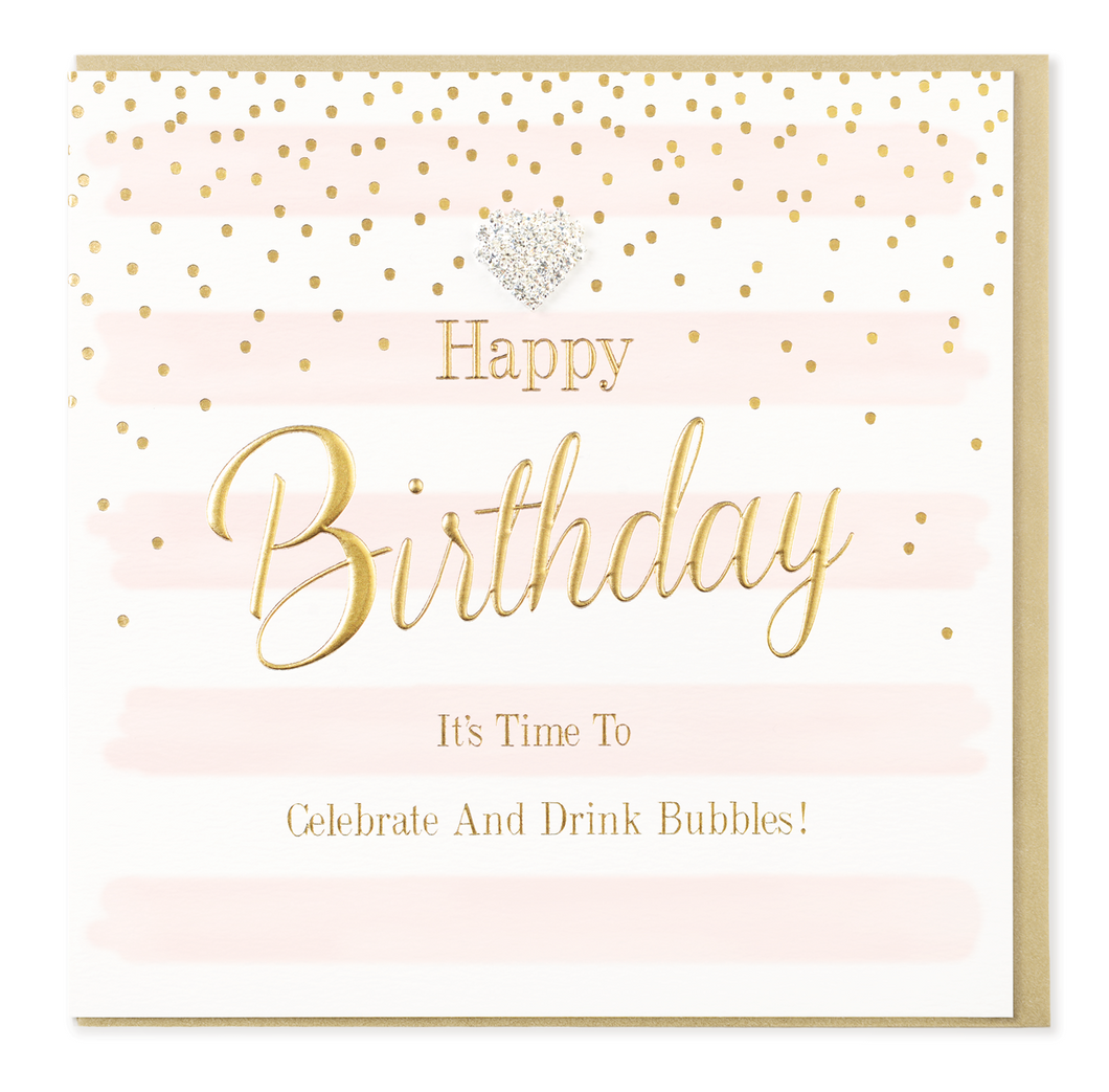 Hearts Designs Birthday Drink Bubbles Card