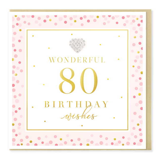 Hearts Designs 80 Wonderful Birthday Card