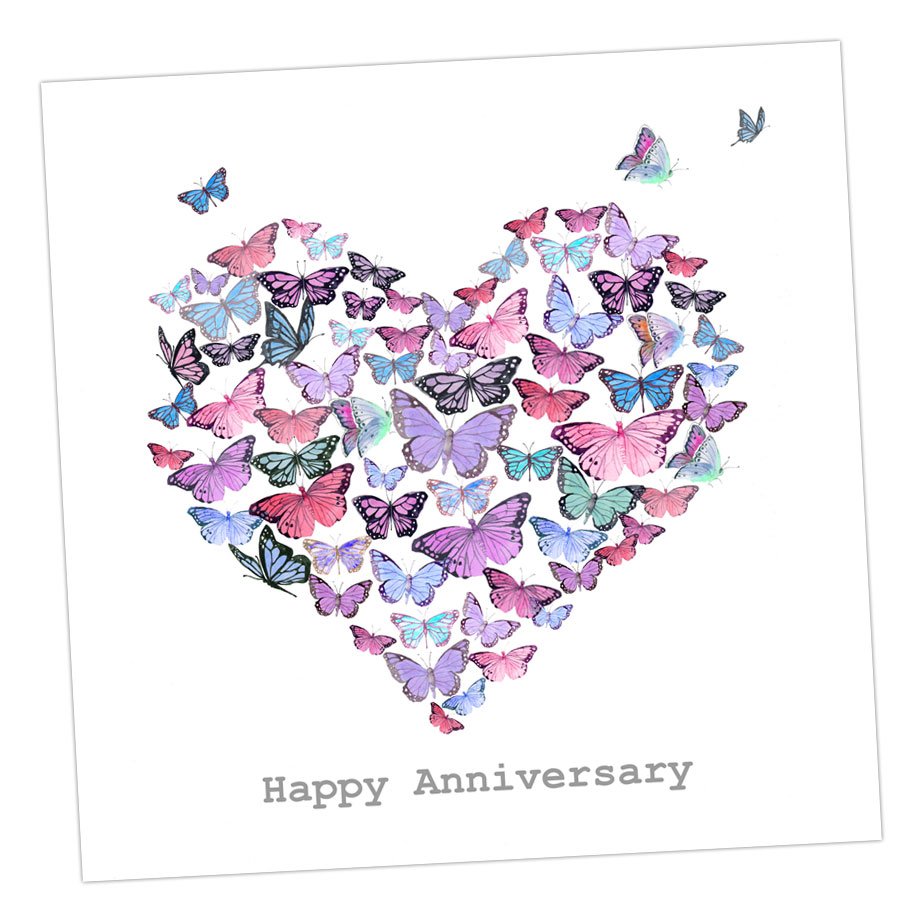 C&C Happy Anniversary Butterfly Heart Card