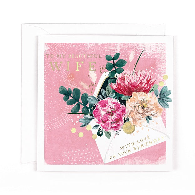 Oh Dotty Wife Birthday Floral Card