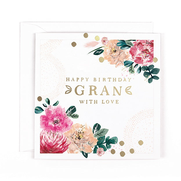 Oh Dotty Happy Birthday Gran Floral Card