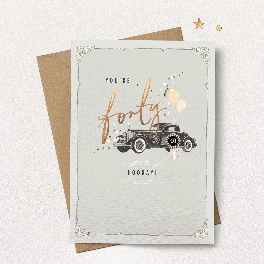 Party Age Vintage Car Forty Card