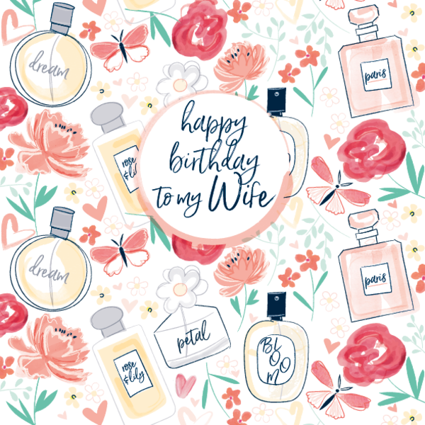 Pattern Boutique Happy Birthday Wife Card