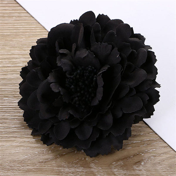 Peony Flower Hair Clip Black