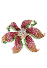 Load image into Gallery viewer, Pink Crystal Lily Large Brooch
