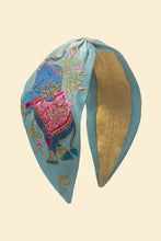 Load image into Gallery viewer, Powder Embroidered Headband Elephant Turquoise

