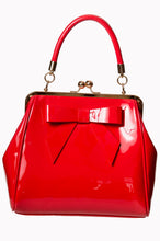 Load image into Gallery viewer, Gloss Bow 1950s Style Bag Red
