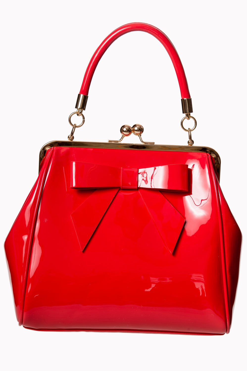 Gloss Bow 1950s Style Bag Red