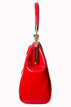 Load image into Gallery viewer, Gloss Bow 1950s Style Bag Red
