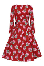 Load image into Gallery viewer, Ruby Red Floral Swing Dress