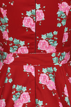 Load image into Gallery viewer, Ruby Red Floral Swing Dress