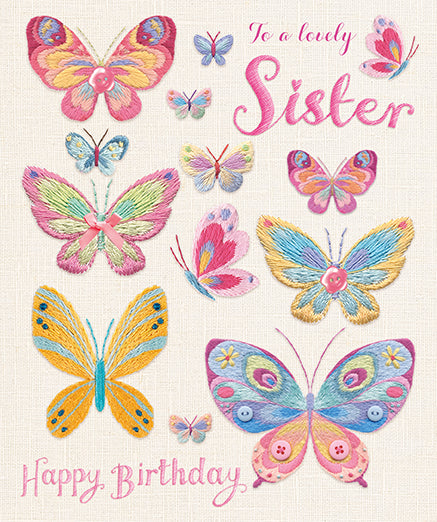 Sew Happy Lovely Sister Birthday Card