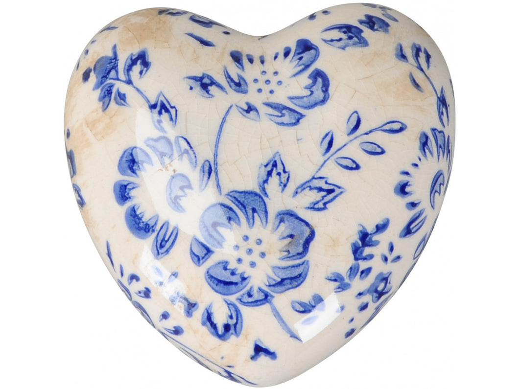 Vintage Ceramic Heart Blue & White Small