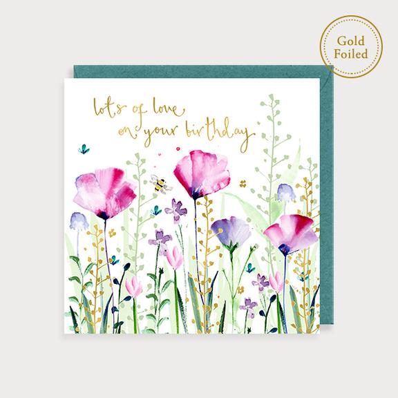 Blooming Wonderful Lots Of Love On Your Birthday Poppies Card