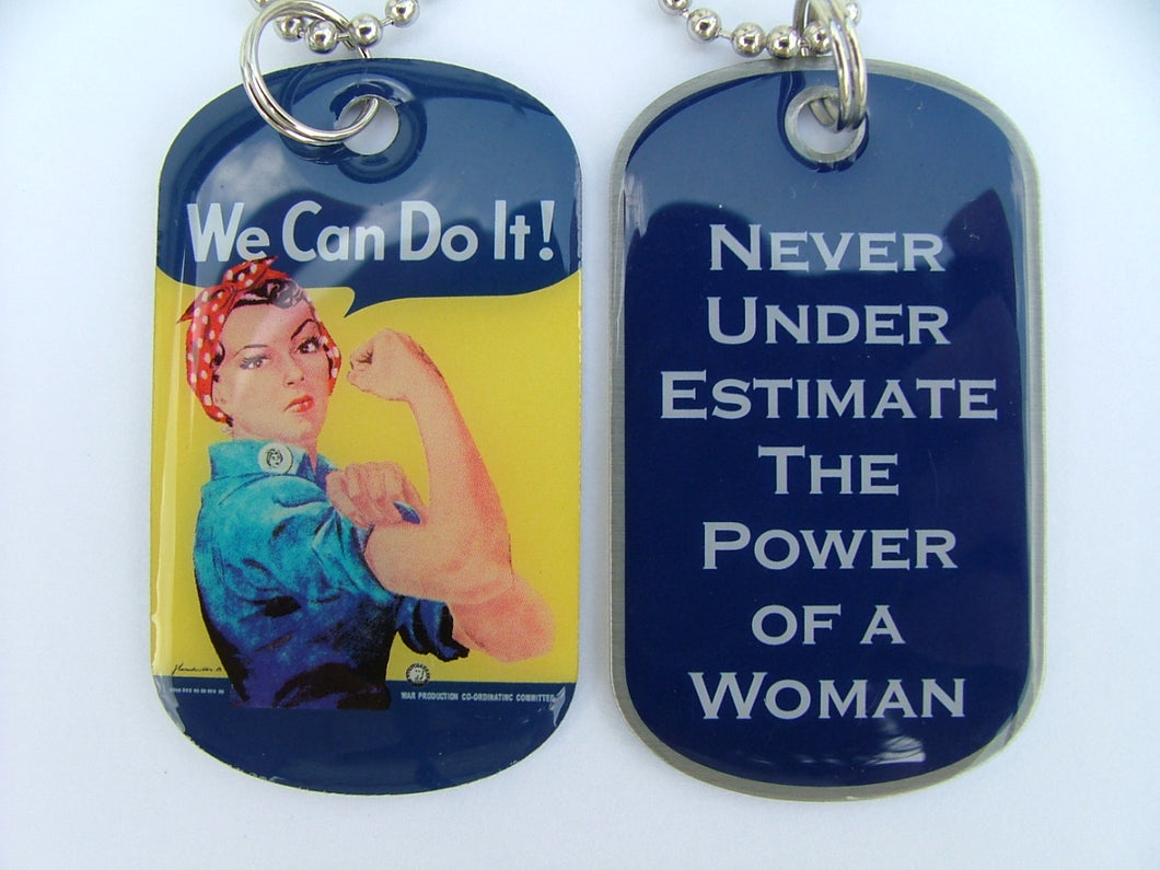 Rosie The Riveter Dog Tag Necklace