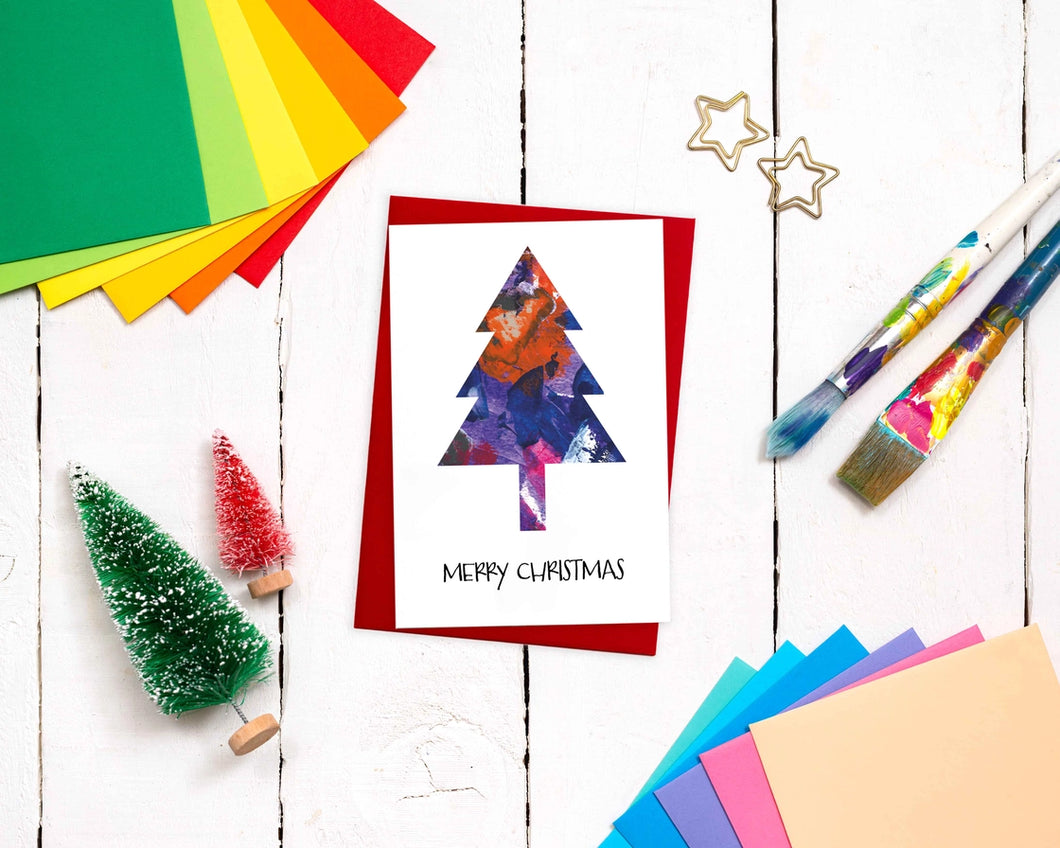 Abstract Purple Christmas Tree Card