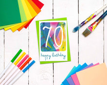 Load image into Gallery viewer, Abstract Rainbow 70th Birthday Card
