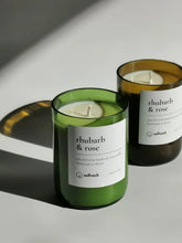 Load image into Gallery viewer, Adhock Rhubarb &amp; Rose Soy Bottle Candle Brown Glass
